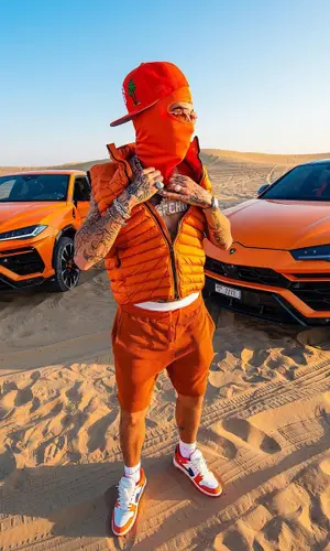 Sfera Ebbasta wearing Balenciaga sock
