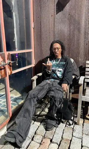 Lil Tecca wearing Chrome Hearts bag