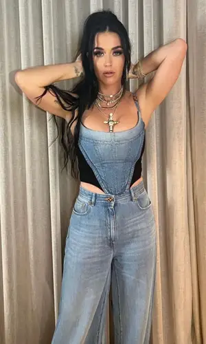Katy Perry wearing Versace jeans