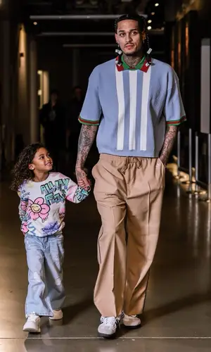 Jordan Clarkson wearing Gucci shirt