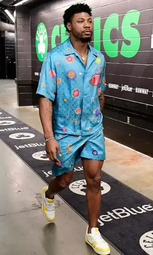 Marcus Smart wearing Louis Vuitton shirt