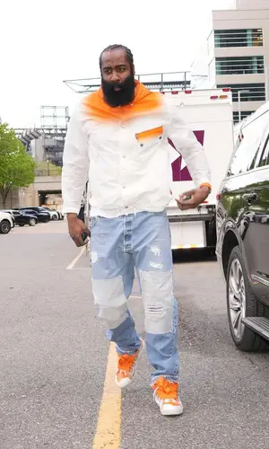 James Harden wearing Gallery Dept. jeans