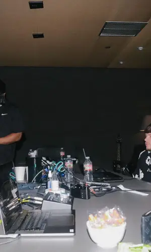 Murda Beatz wearing Louis Vuitton sneakers