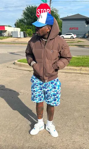 Sauce Walka wearing Bape shorts