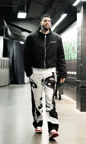 Jayson Tatum wearing Funeral Apparel pants