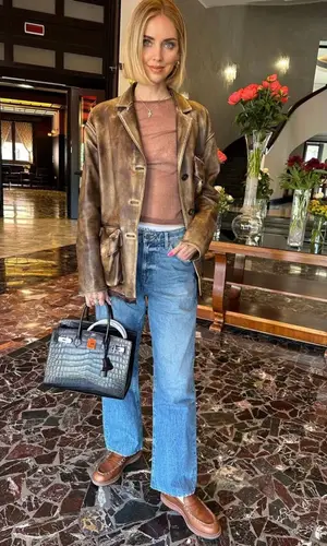 Chiara Ferragni wearing Miu Miu jacket