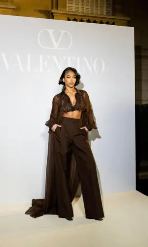 Lori Harvey wearing Valentino top