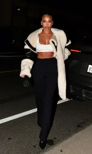 Lori Harvey wearing Bottega Veneta bag