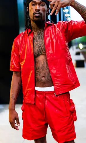 Hunxho wearing Life Of Sin shorts