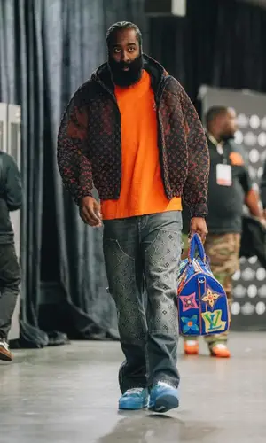 James Harden wearing Louis Vuitton jeans