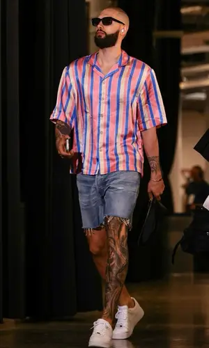 Evan Mehdi Fournier wearing Dries Van Noten shirt