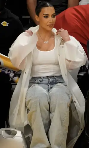 Kim Kardashian wearing Vetements jacket