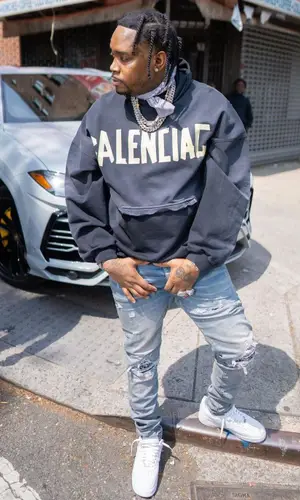 Fivio Foreign wearing Balenciaga hoody