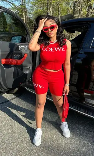 Ella Rodriguez wearing Loewe shorts