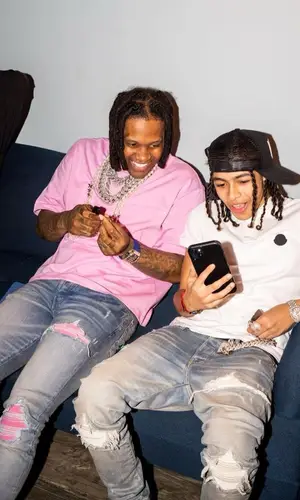 Lil Durk wearing Bottega Veneta t-shirt