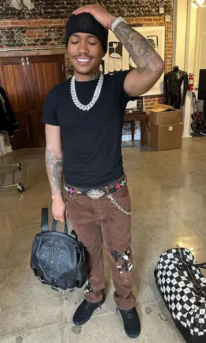 Lil Meech wearing Chrome Hearts backpack