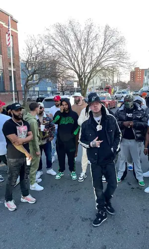 Millyz wearing Palm Angels jacket