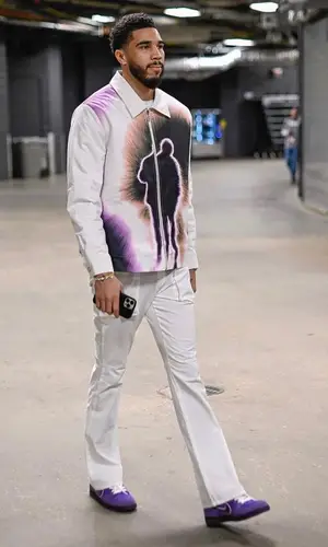 Jayson Tatum wearing Funeral Apparel jacket