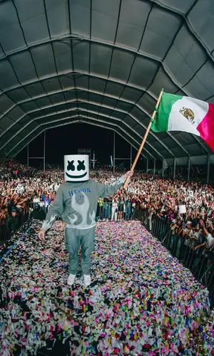 Marshmello wearing Nike sneakers