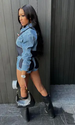 Lakeyah wearing Mugler shorts