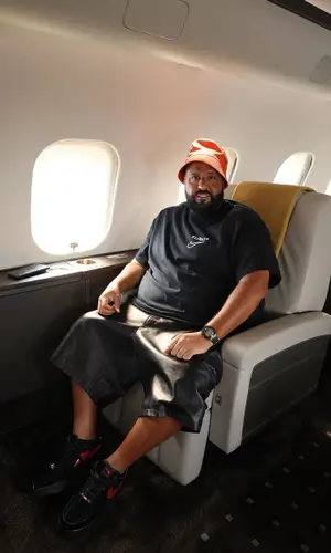 DJ Khaled wearing Prada hat