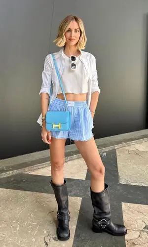 Chiara Ferragni wearing Prada shirt