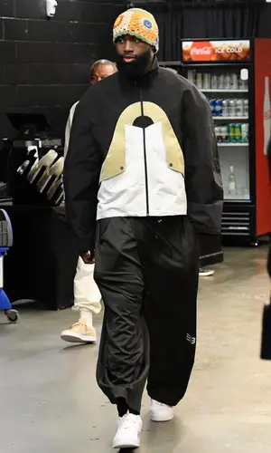 Jaylen Brown’s Outfit in Namesake Jacket & Nike Sneakers (2023)