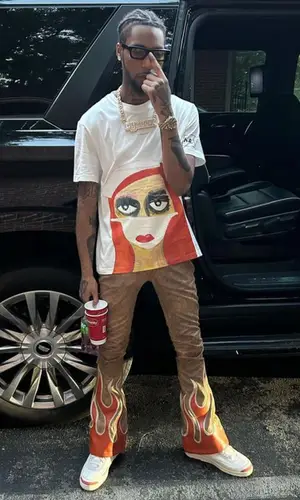 Key Glock wearing KillBillTheBrand pants