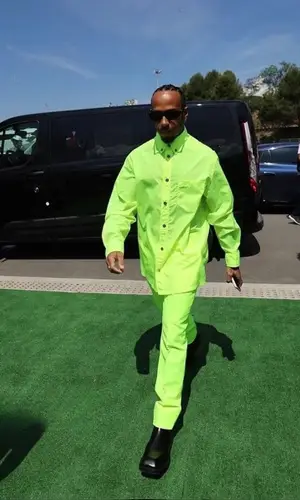 Lewis Hamilton wearing Versace shirt