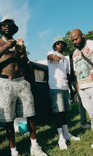 Meek Mill wearing Amiri shorts