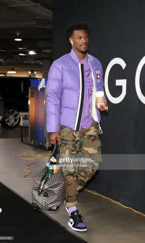 Jimmy Butler wearing Bally jacket