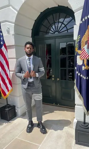 JuJu’s Outfit in Thom Browne Jacket & Prada Sandals (2023)