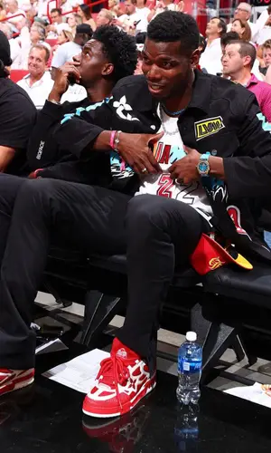 Paul Pogba wearing Miami Heat jersey