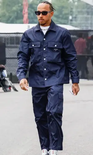 Lewis Hamilton wearing Prada pants