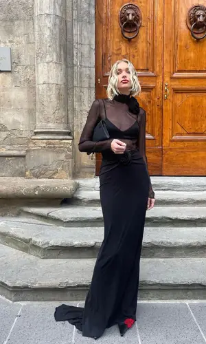 Elsa Hosk wearing Magda Butrym shirt