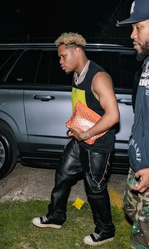 Devin Haney wearing Goyard bag
