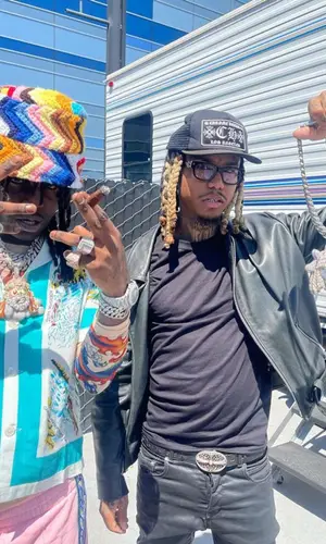 Lil Gnar wearing Chrome Hearts belt