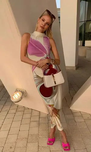 Leonie Hanne’s Outfit in Saint Laurent Bag, Amina Muaddi Sandals & Loewe (2023)