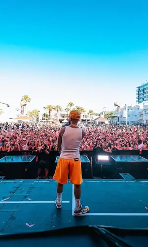 Arcangel wearing Gallery Dept. shorts