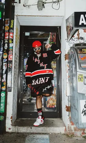 Icewear Vezzo wearing Saint Michael t-shirt