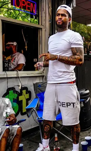 Dave East wearing Gallery Dept. cap