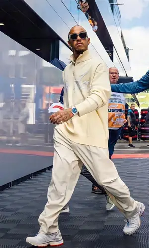 Lewis Hamilton wearing Lu'u Dan sweater