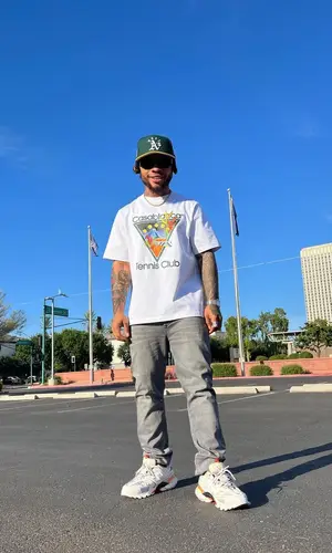 Poco Lee wearing New Era cap