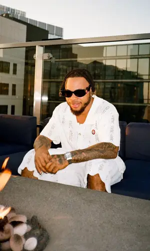 Poco Lee wearing Casablanca shirt