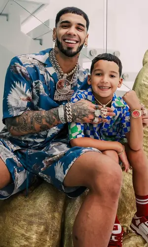 Anuel AA wearing Amiri shirt