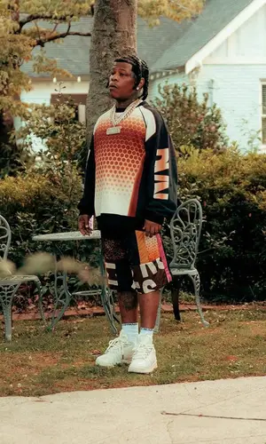 Rylo Rodriguez wearing Dries Van Noten shorts