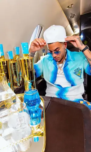 Sfera Ebbasta wearing Casablanca shirt