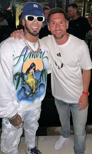 Anuel AA wearing Amiri t-shirt