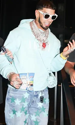 Anuel AA wearing Amiri hoody