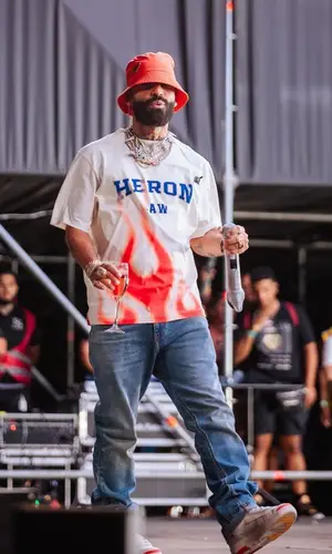 Arcangel wearing Heron Preston t-shirt